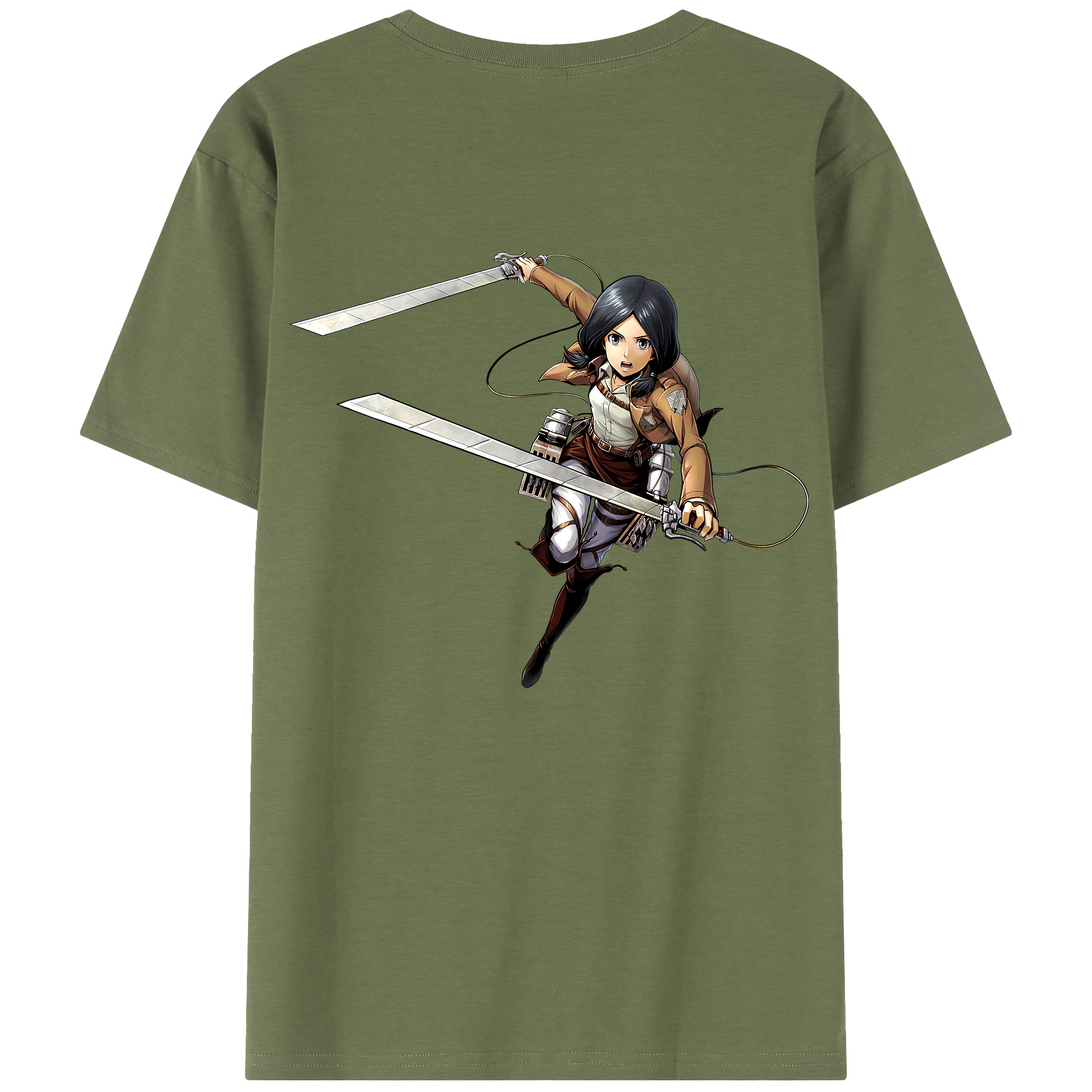 （画像用） 進撃の巨人 ミカサ·アッカーマン Attack on Titan Mikasa Ackerman 綿100％半袖Tシャツ（背面プリント）